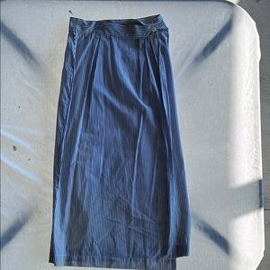 Bechamel Blue and White Vertical Stripe Wrap Around Maxi Skirt - Size 12